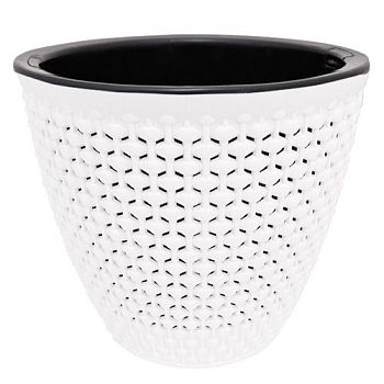 Горшок 1,6 литра кашпо Ротанг белый/черный 