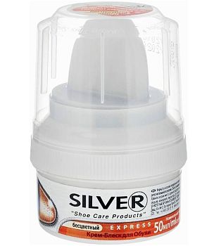 Крем для обуви банка с губкой SILVER бесцветный 50мл 12/48