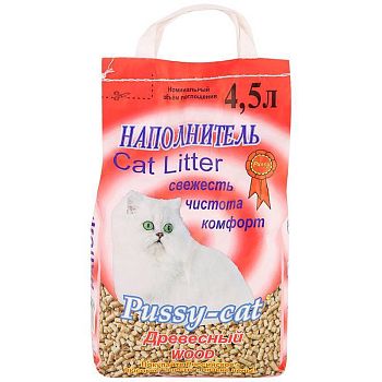 Наполнитель Pussy -cat древесный 4,5 литров