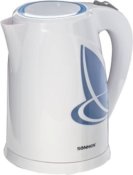 Чайник 1,8л эл. Sonnen KT-1766 2200Вт пластик,белый/синий 453416