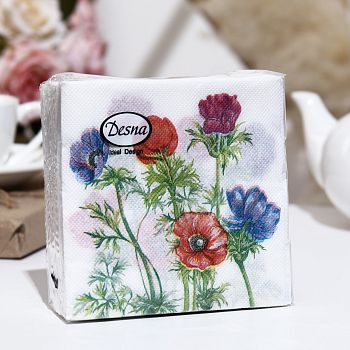 Салфетки бумажные DESNA DESIGN "Анемоны" 24*24 1-слойные 40листов/32шт Салфетки бумажные DESNA DESIGN "Анемоны" 24*24 1-слойные 40листов/32шт