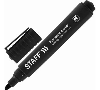 Маркер перманентн.  STAFF Basic Budget PM-125 черный 3мм. по 12шт 152174