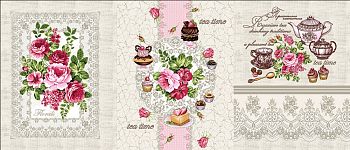 Полотенце вафельное 45*60 "Чаепитие" VP-45-131 Домик по 10шт ?г/м2