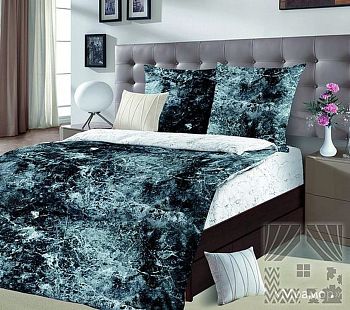 КПБ поплин ЛидерТекс 1,5сп Мрамор полукороб плотность 110 г/кв. м.