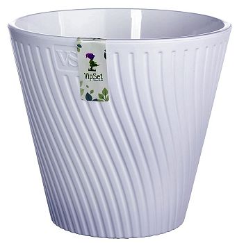Горшок 2,7л Кашпо "Луи VipSet" с дренажным горшком белый