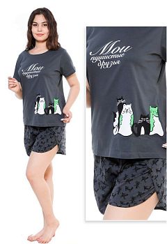 Пижама Ж. Само 36084 (шорты+футболка) темно-серая рS-2XL 5/80