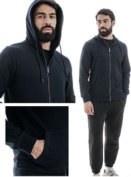 Толстовка МУЖ. САМО футер,молния, тёмно-синий 8082 р.M-3XL 5/50 *