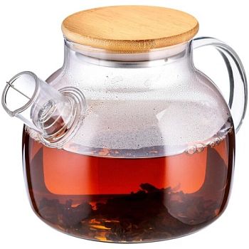 Чайник заварочный 1л стекло с крышкой из бамбука Teco TC-212