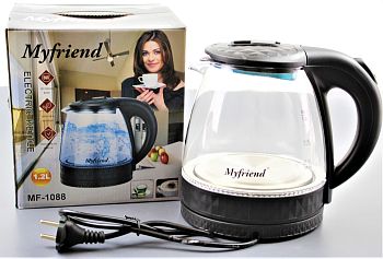 Чайник 1,2л эл. MyFriend стекло,подсветка 1/16