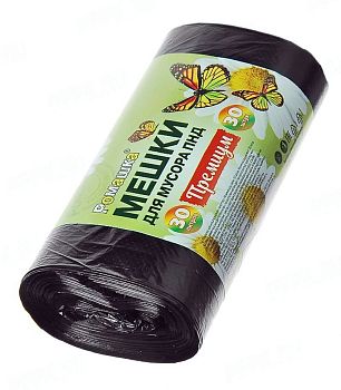 Мешки для мусора 30 литров Ромашка ПРЕМИУМ 50*60 (рулон 30 шт)