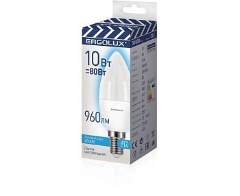 Лампа свет. Ergolux LED С35-10W-E14-4,5К 10/10