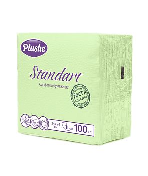 Салфетки бумажные 1-сл. "Plushe Стандарт " 24*24 микротиснение 10 в уп (салат паст)