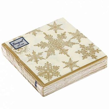 Салфетки бумажные DESNA BOUQUET de luxe НГ "Снегопад Золото" 24*24 3-слойные 25листов/15шт Салфетки бумажные DESNA BOUQUET de luxe НГ "Снегопад Золото" 24*24 3-слойные 25листов/15шт