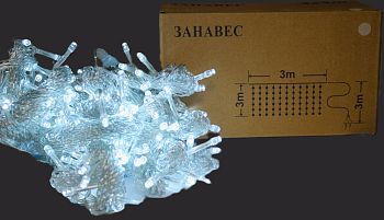 Эл.гирлянда штора 600 LED 3*3м БЕЛАЯ