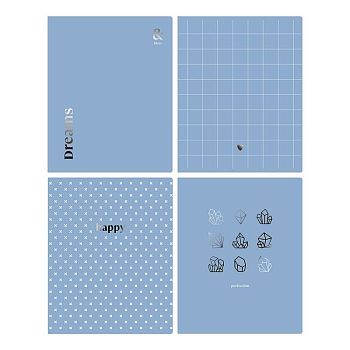 Тетрадь 80 листов клетка Blue&silver 4шт