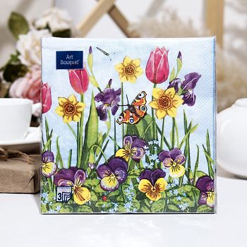 Салфетки бумажные DESNA BOUQUET "Цветочная сказка" 33*33 3-слойные 20листов/12шт