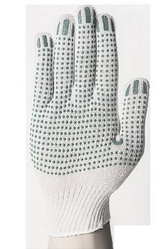 Перчатки ПВХ 10кл 3нитка точка серые 10/500