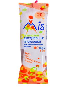 Прокладки ежедневные MiS Супер тонкие, анатомич.форма (пленка 20шт) /90шт Прокладки ежедневные MiS Супер тонкие, анатомич.форма (пленка 20шт) /90шт