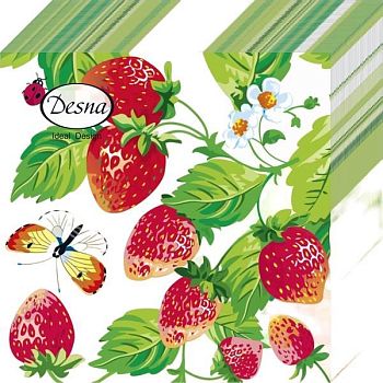 Салфетки бумажные DESNA DESIGN "Земляника " 24*24 1-слойные 40 листов /32шт