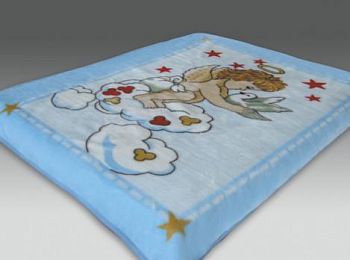 Плед 110*140 детский "SMOON"505-3 Ангелочек голубой 1/16