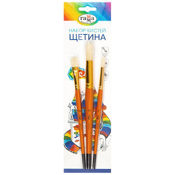 Набор кистей 3 штуки Гамма Классические круглые №7, 12 плоская 