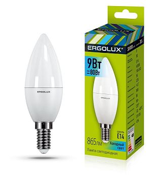 Лампа свет. Ergolux LED С35-9W-E14-4K 10/10