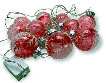 Эл.гирлянда 10LED ШАР СНЕЖИНКИ 5м 2306 КРАСНЫЙ 1/40