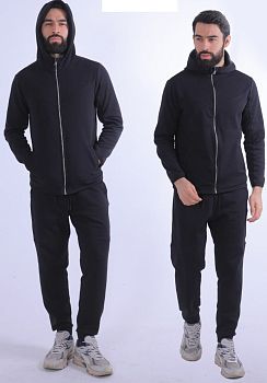 Костюм спортивный М. САМО футер 98039 черный на молнии р.M-3XL 5/20 *