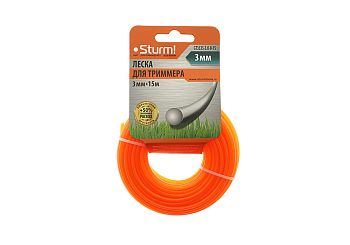 Леска для триммера 3мм*15м круг,оранжевый,картон Sturm