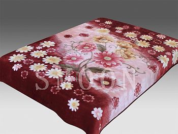 Плед 150*200 облегч"SMOON"3072-2 Ромашки бордовый 12шт