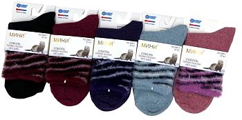 Носки Ж. ангора Мини 2885-1 пух , соболь , зебра 10/360