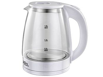 Чайник 1,8 литра электрический Oasis K-8GW 2000Вт цвет Белый пластик+стекло