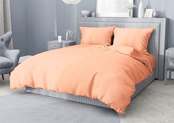 КПБ полисатин однотонный Аэлита 2сп+европрост Aura Абрикос