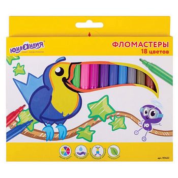 Фломастеры 18 цветов "ЭКЗОТИКА" Юнландия вентилируемый колпачок 1/6 151422