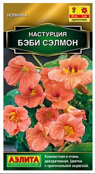 Цветы Настурция Бэби сэлмон ц/п Аэлита*27 по 10шт Цветы Настурция Бэби сэлмон ц/п Аэлита*27 по 10шт