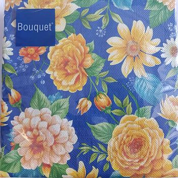Салфетки бумажные DESNA BOUQUET "Желтые цветы" 33*33 3-слойные 20листов/12шт
