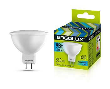 Лампа свет. Ergolux LED GU5.3 9W 4500K  матовая 10/10