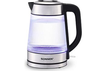 Чайник 1,8л эл. Sonnen KT-6801 2200Вт стекло, сталь подсв. узор полоска 455143