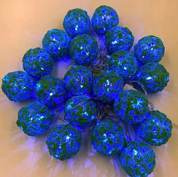 Эл.гирлянда ПРЯЖА шар.2302 20LED 6м СИНЯЯ 1/24