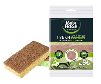 Губка для посуды Master FRESH Эко из Агавы XXL крупнопор.поролон Сизаль 2шт 7101 1/30