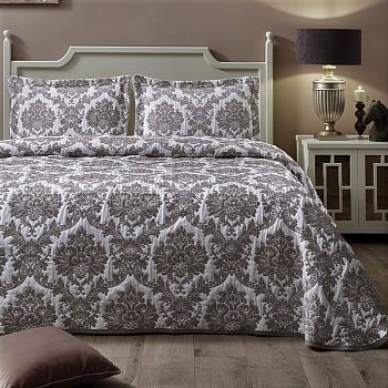 Покрывало 220*240"SMOON" Жаккард двустороннее Тёмно-серый ТН8208-10 1/6