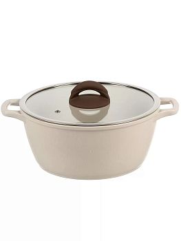 Кастрюля 4л Гурман алюминиевая а/п, индукция, крышка стекло Pollen light ГМк403 ПЛИ