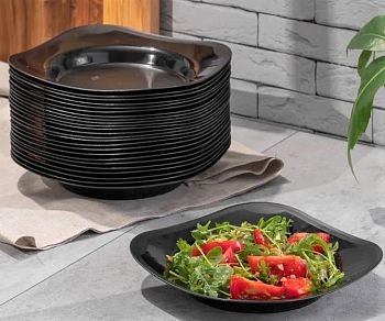 Тарелка пласт большая ОНЕСТ (перламутровый черный) ТБ-01