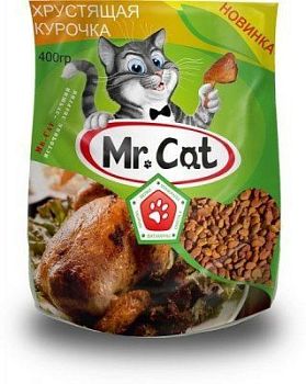Корм для кошек Mr.Cat "хрустящая курочка" 0,4кг 1/16