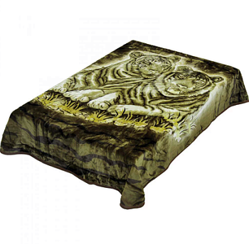 Плед 200*240 выбитый"SMOON"8032 Два тигра 1/8