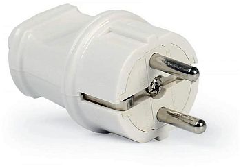 Вилка эл. SmartBuy 16А 250В(АВС-пластик,прям.,белая,земля)  SBE-16-P01-w