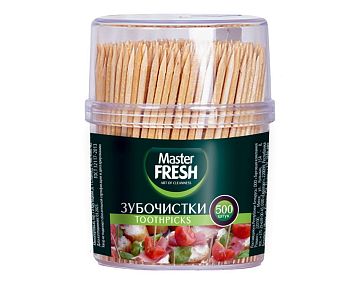 Зубочистка Master Fresh 500шт пластиковая банка по 12шт 7397 12/36 Зубочистка Master Fresh 500шт пластиковая банка по 12шт 7397 12/36