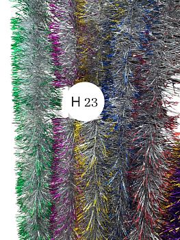 Мишура Н-23 д12см , 2м серебрянная с цветными кончиками 10/150