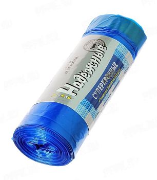 Мешки для мусора 35 литров Ромашка СУПЕРПРОЧНЫЕ с завязками 50*60 (рулон 15 шт) синий 25 мкм