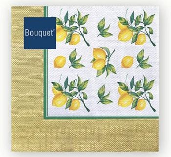 Салфетки бумажные DESNA BOUQUET "Скатерть с лимонами" 33*33 3-слойные 20листов/12шт Салфетки бумажные DESNA BOUQUET "Скатерть с лимонами" 33*33 3-слойные 20листов/12шт